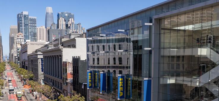 photo looking down San Francisco's Market Street toward downtown