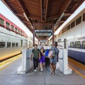 Between trains on the platform at Diridon Station