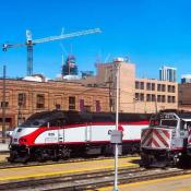 Trains waiting at the San Francisco 4th & King Station