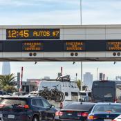 Bay Bridge Plaza Fastrak tolls and fees signs