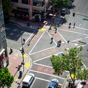 View of crosswalk downtown Oakland