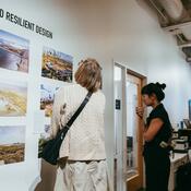 People looking at Watermarks Exhibition